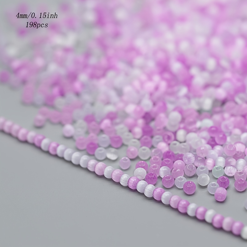 198pcs Mixed Color Glass Cat Eye Beads for Jewellery Making
